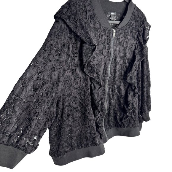 Torrid Ruffle Black Lace Bomber Jacket Plus Size 4XL‎ Witchy Whimsigoth - Picture 5 of 12